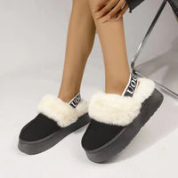 Thumbnail for Plush Platform Slippers with Letter Strap