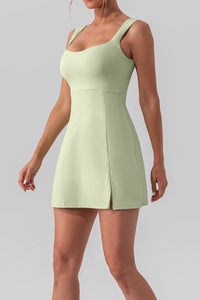 Thumbnail for Square Neck Sleeveless Slit Mini Active Dress