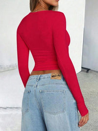 Thumbnail for Solid Color Round Neck Long Sleeve T-Shirt