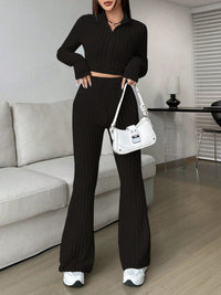 Thumbnail for Honey Zip Up Long Sleeve Top and Pants Set