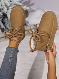 Thumbnail for Lace Up Round Neck Platform Suede Boots