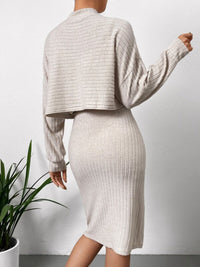 Thumbnail for Mock Neck Long Sleeve Top and Wide Strap Dress Set