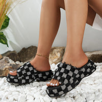 Thumbnail for Plaid PU Leather Platform Sandals