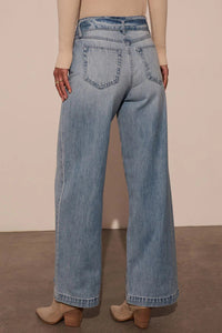 Thumbnail for Tied Wide Leg Jeans with Pockets