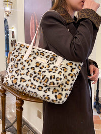 Thumbnail for Leopard Faux Fur Tote Bag with Coin Purse