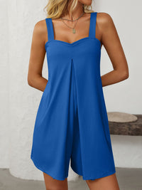 Thumbnail for Mandy Sweetheart Neck Wide Strap Romper with Pockets