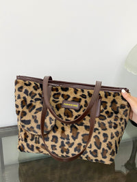 Thumbnail for Leopard Faux Fur Tote Bag with Coin Purse