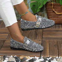 Thumbnail for Sequin Round Toe Slip-Ons