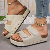 Thumbnail for PU Leather Studded Platform Sandals