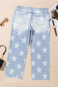 Thumbnail for Plus Size Star Straight Leg Jeans with Pockets