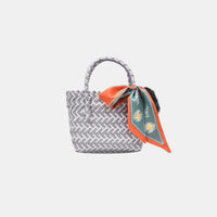 Thumbnail for Contrast Woven Handbag with Ribbon