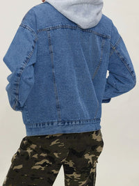 Thumbnail for Button Up Collared Neck Long Sleeve Denim Jacket