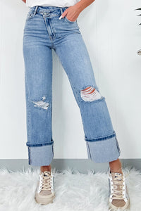 Thumbnail for Distressed Straight Jeans with Pockets