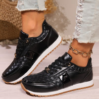 Thumbnail for Lace-Up PU Leather Sneakers