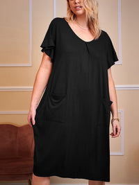 Thumbnail for Plus Size Round Neck Short Sleeve Lounge Dress