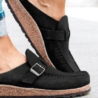 Thumbnail for Round Toe Low Heel Buckle Sneakers