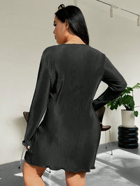 Thumbnail for Honey Plus Size Lettuce Hem Round Neck Long Sleeve Dress