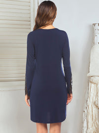 Thumbnail for Lace Detail Long Sleeve Mini Lounge Dress