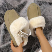 Thumbnail for Plush Platform Slippers with Letter Strap