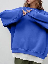 Thumbnail for Round Neck Dropped Shoulder Long Sleeve Sweatshirt