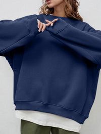 Thumbnail for Round Neck Dropped Shoulder Long Sleeve Sweatshirt