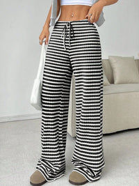 Thumbnail for Tied Striped Wide Leg Pants