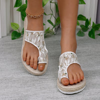 Thumbnail for Flower Toe Post Flat Sandals