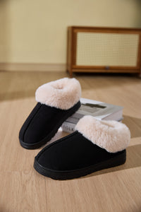 Thumbnail for Faux Fur Round Toe Platform Slippers