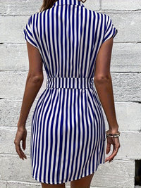 Thumbnail for Tied Striped Cap Sleeve Mini Dress