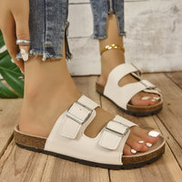 Thumbnail for Open Toe Double Buckle Sandals