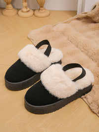 Thumbnail for Faux Fur Round Toe Platform Slippers