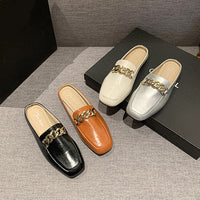 Thumbnail for PU Leather Square Toe Flat Loafers