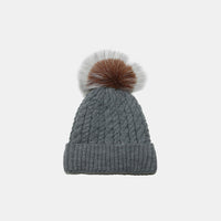 Thumbnail for Cable Knit Winter Hat with Pompom