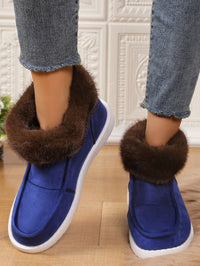 Thumbnail for Faux Fur Suede Round Toe Sneakers