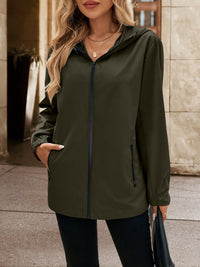 Thumbnail for Ivy Lane Pocketed Zip Up Hooded Jacket