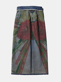 Thumbnail for Reversible Slit Printed Midi Denim Skirt