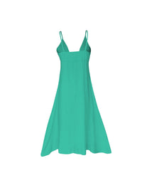 Thumbnail for Buttoned Plunge Midi Cami Dress