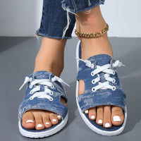 Thumbnail for Open Toe Lace Up Sandals