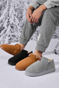 Thumbnail for Letter M Suede Round Toe Slippers