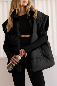 Thumbnail for Zip Up Puffer Vest Coat with Pockets