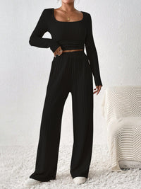 Thumbnail for Honey Scoop Neck Long Sleeve Top and Pants Set