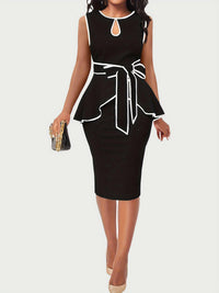 Thumbnail for Plus Size Cutout Contrast Sleeveless Dress