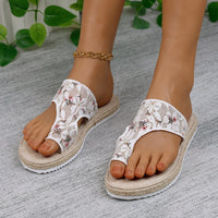 Thumbnail for Flower Toe Post Flat Sandals