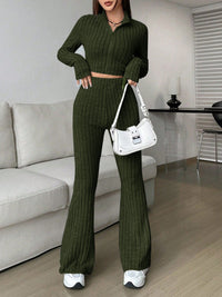 Thumbnail for Honey Zip Up Long Sleeve Top and Pants Set