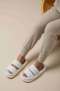 Thumbnail for Open Toe Fluff Platform Slippers