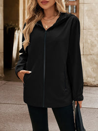 Thumbnail for Ivy Lane Pocketed Zip Up Hooded Jacket