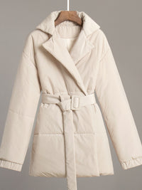 Thumbnail for Puffer Long Sleeve Winter Coat with Belt