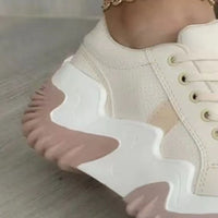 Thumbnail for Lace-Up PU Leather Platform Sneakers