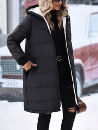 Thumbnail for Plus Size Zip Up Hooded Winter Coat