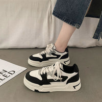 Thumbnail for Lace Up Round Toe Platform Sneakers